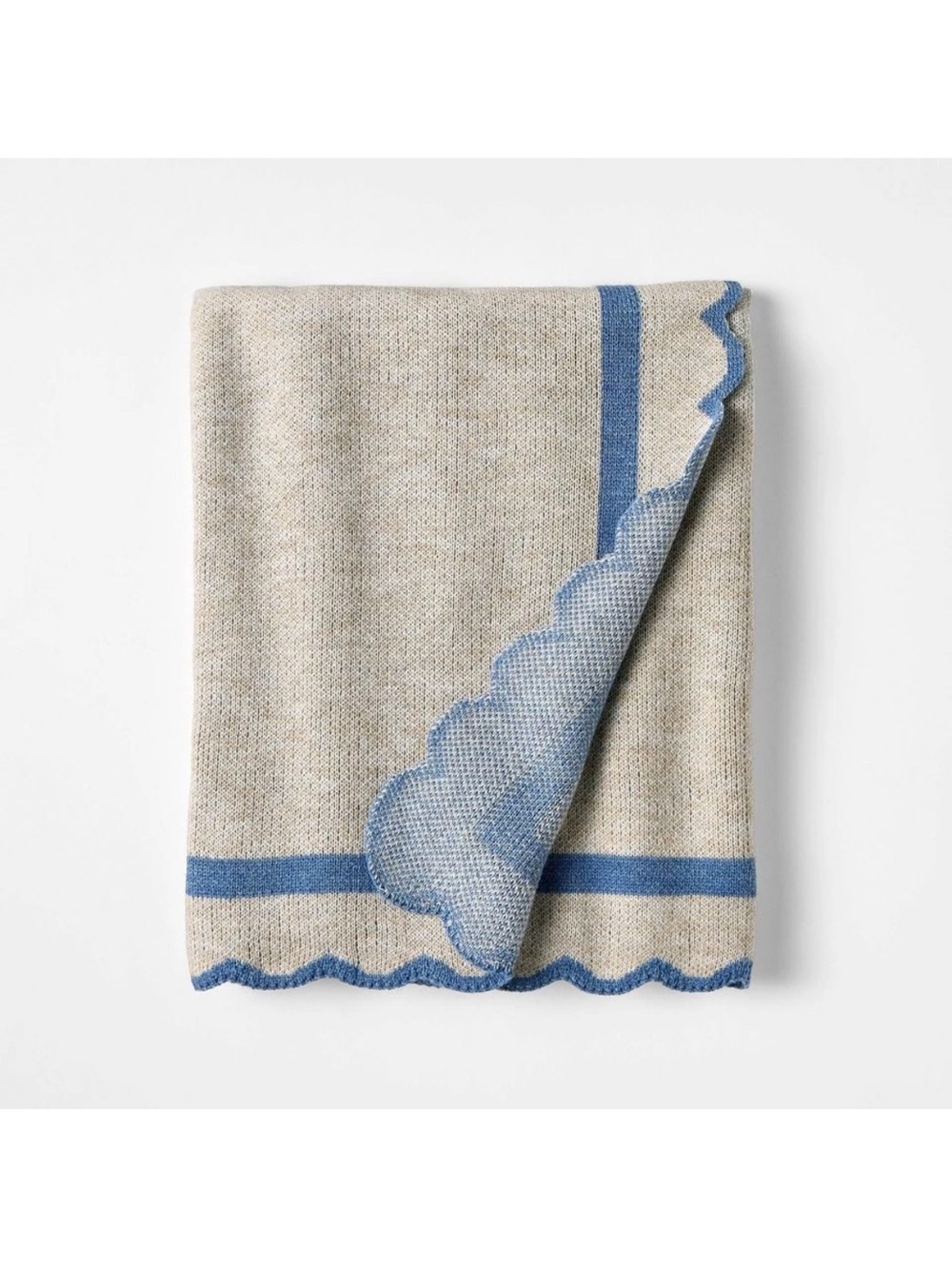 Scalloped Edge Throw Blue - Threshold designed with Studio McGee